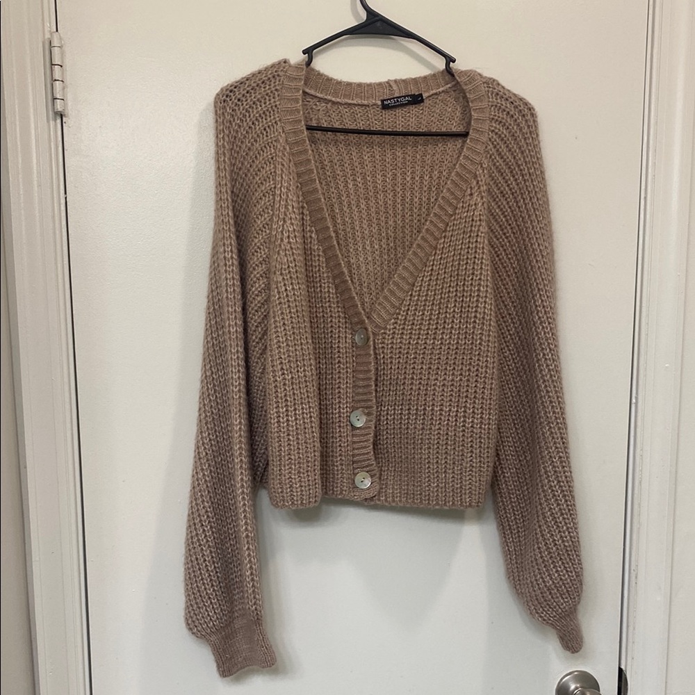 Nasty Gal Brown Knit Cardigan